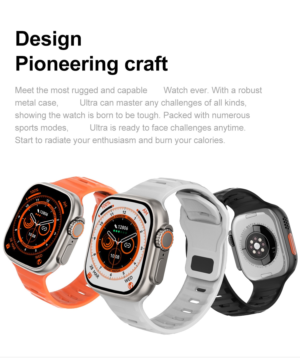 2023 NEW Smart Watch Ultra Men Women Smartwatch Bluetooth Calls Temperature Measuring Health Monitoring Wireless Charging 49mm
